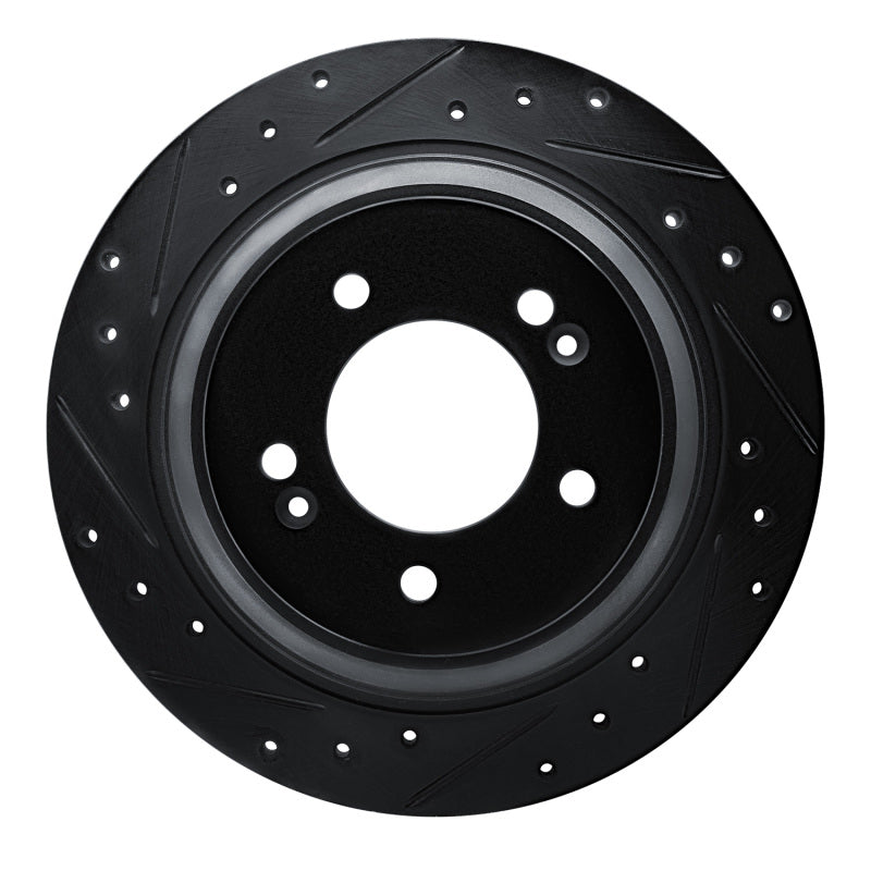 R1 Concepts R1 17-23 Hyundai Kona EV Rear Left Drilled & Slotted Black Brake Rotor
