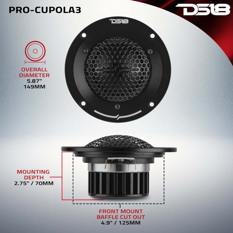DS18 5.25in 300 Watts RMS 4 ohm Neodymium Mid-Range Tuned Closed-End Chamber Loudspeakers