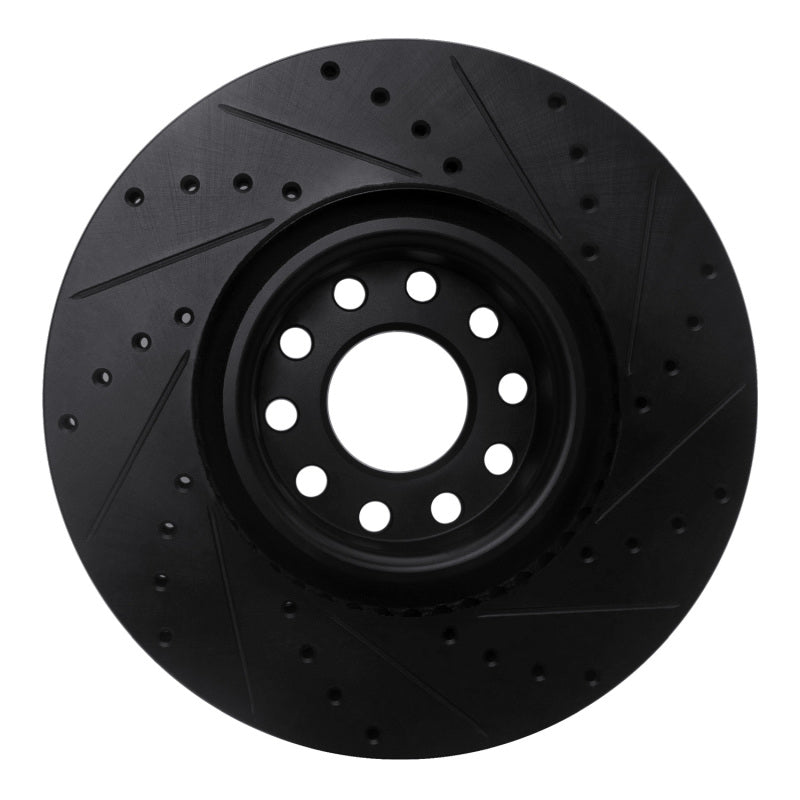 R1 Concepts R1 99-04 Audi S6 Front Left Drilled & Slotted Black Brake Rotor