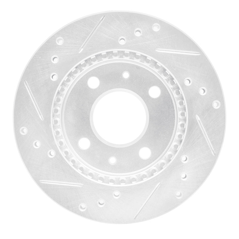 R1 Concepts R1 95-00 Nissan 200SX Front Right Drilled & Slotted Silver Brake Rotor
