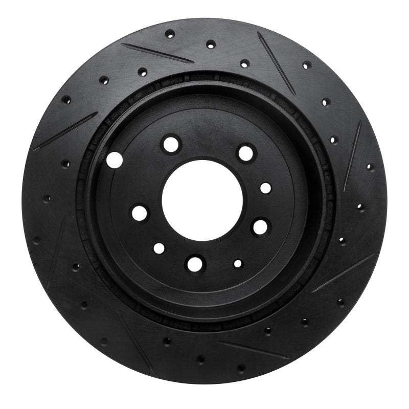 R1 Concepts R1 07-12 Ford Edge Rear Left Drilled & Slotted Black Brake Rotor