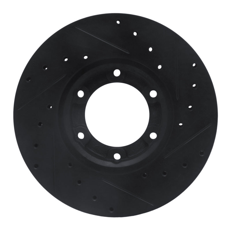R1 Concepts R1 87-88 Toyota Pickup Front Left Drilled & Slotted Black Brake Rotor