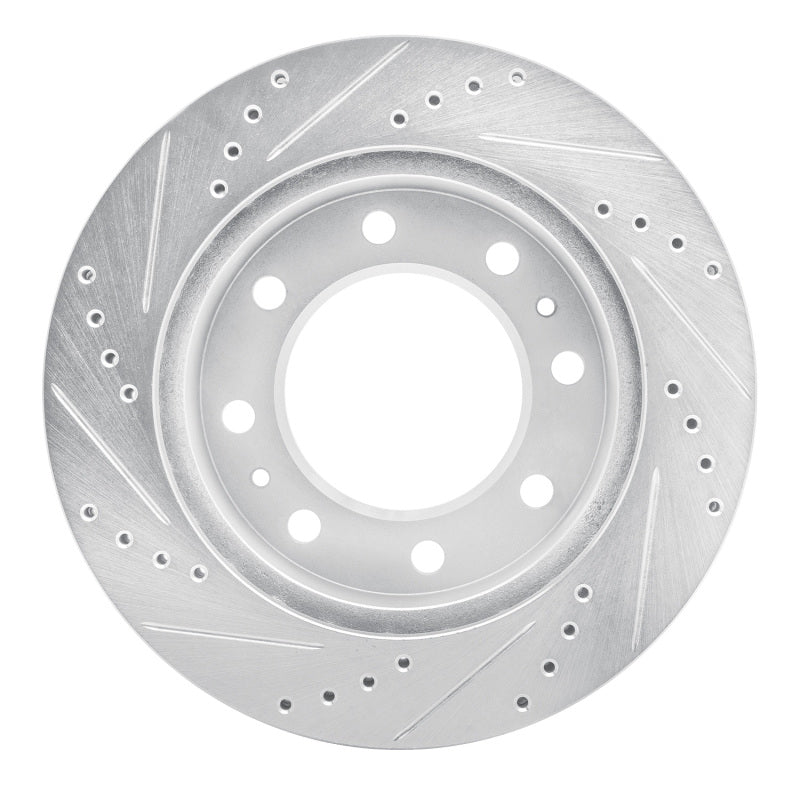 R1 Concepts R1 06-10 Ford F-350 Super Duty 2WD Front Right Drilled & Slotted Silver Brake Rotor