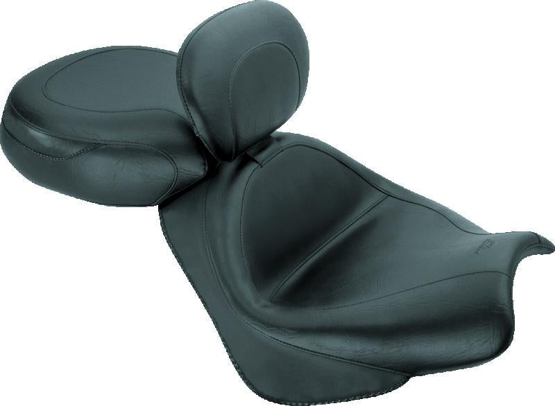 Mustang Motorcycle Mustang 02-08 Honda VTX1800 Retro, S, T Wide Touring 2PC Seat w/ Driver Backrest - Black