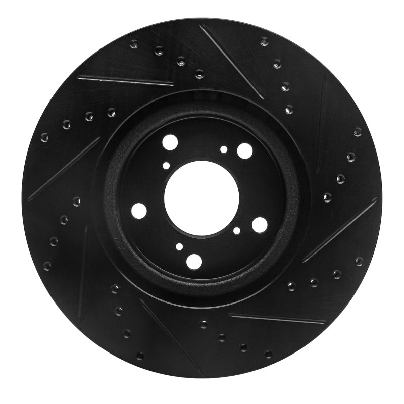 R1 Concepts R1 09-14 Acura TL Front Left Drilled & Slotted Black Brake Rotor