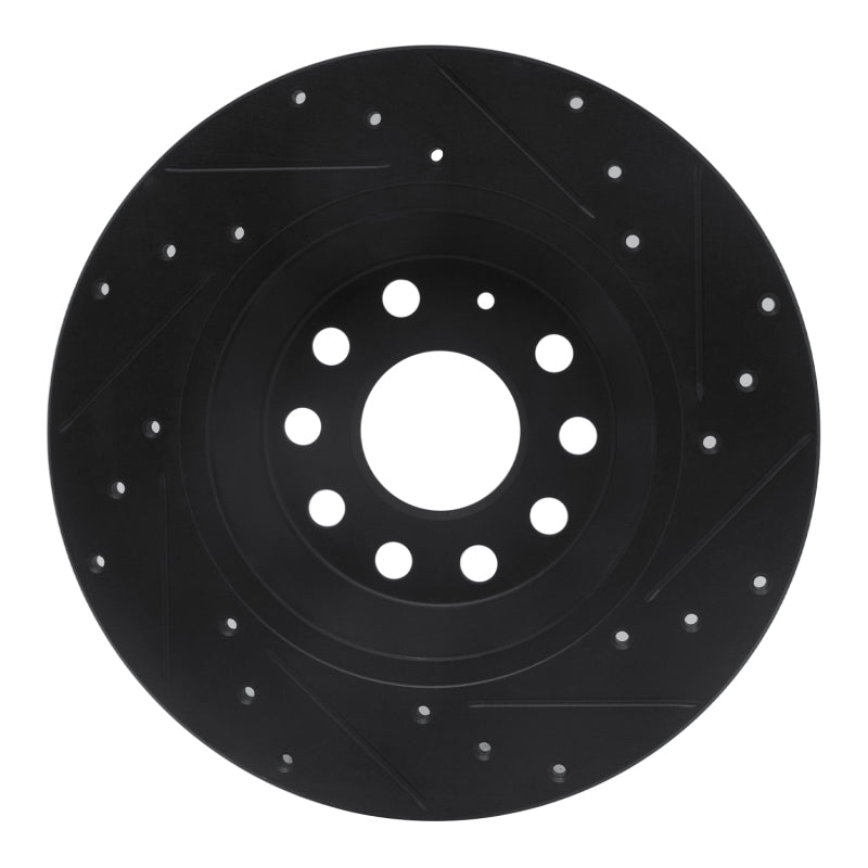 R1 Concepts R1 16-25 Audi TT Quattro Rear Left Drilled & Slotted Black Brake Rotor