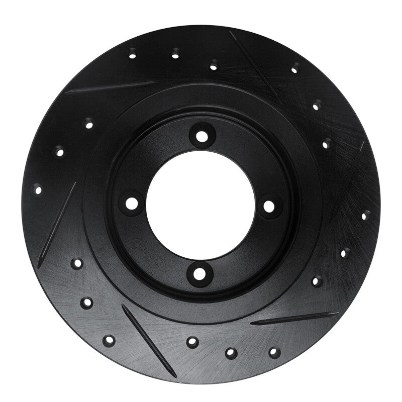 R1 Concepts R1 82-86 Nissan SENTRA Front Left Drilled & Slotted Black Brake Rotor
