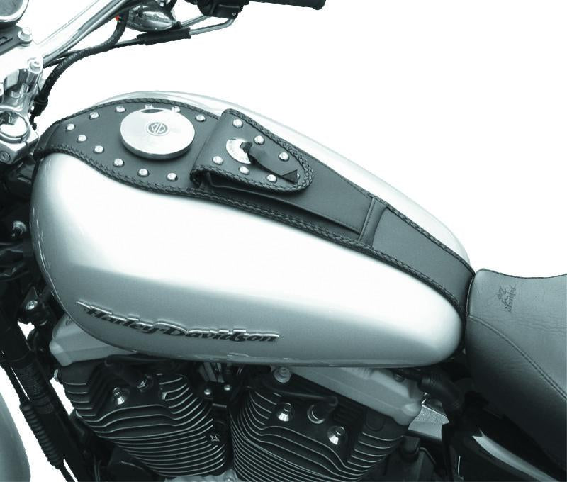 Mustang Motorcycle Mustang 00-17 Harley Softail with Square Dash Tank Bib w/Studs- Black