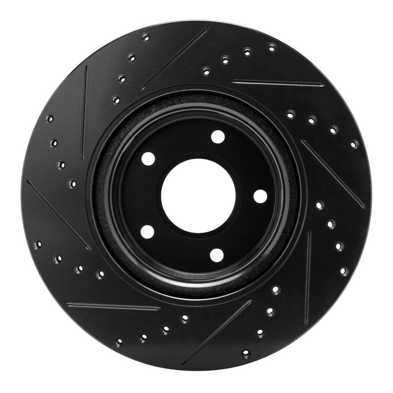 R1 Concepts R1 05-06 Pontiac GTO Front Right Drilled & Slotted Black Brake Rotor