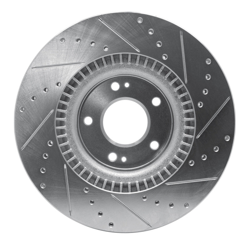 R1 Concepts R1 09-11 Hyundai Genesis Sedan Front Left Drilled & Slotted Silver Brake Rotor