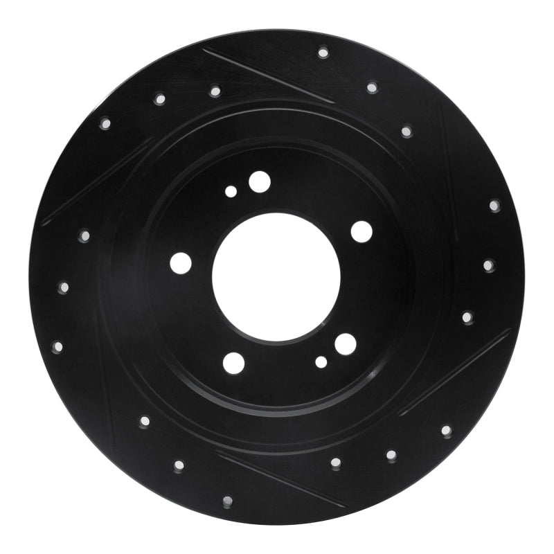 R1 Concepts R1 13-25 Hyundai Kona Rear Left Drilled & Slotted Black Brake Rotor