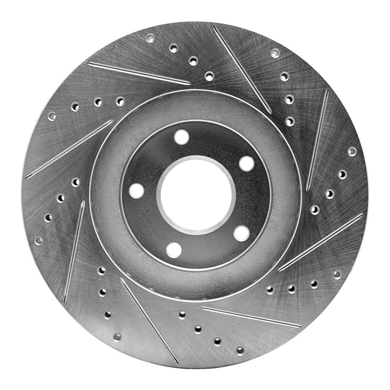 R1 Concepts R1 03-05 Nissan Murano Front Left Drilled & Slotted Silver Brake Rotor