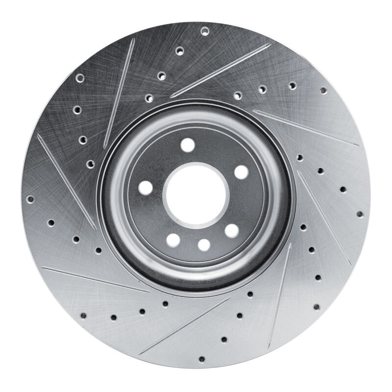 R1 Concepts R1 16-24 Jaguar XF Front Right Drilled & Slotted Silver Brake Rotor