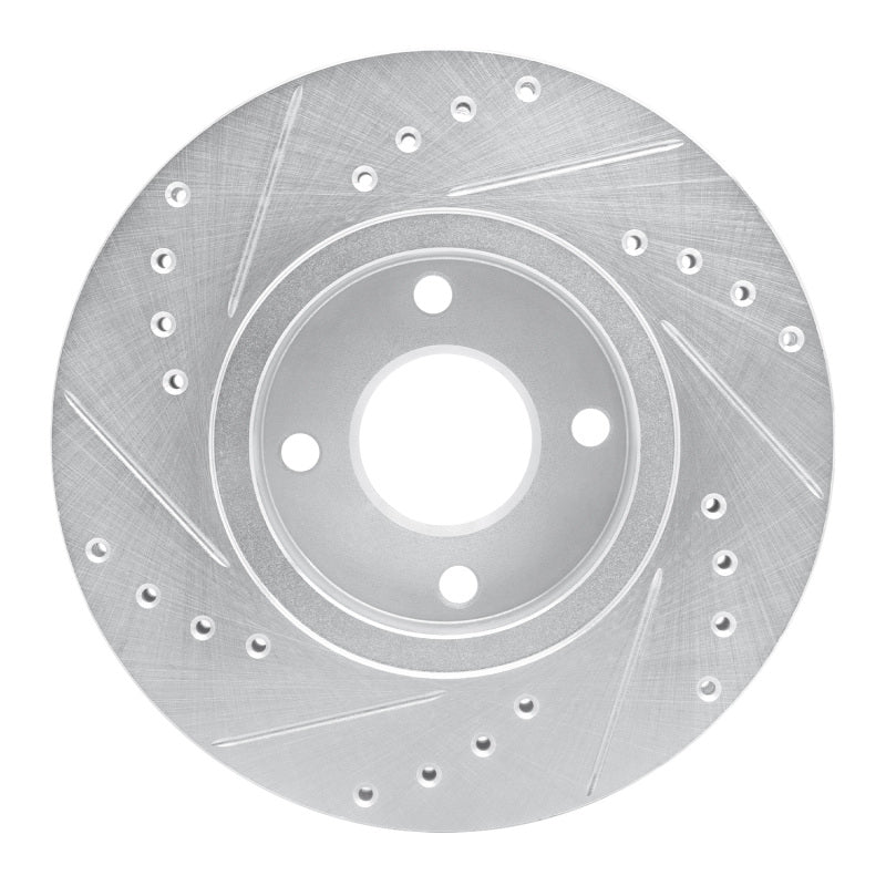 R1 Concepts R1 98-04 Ford CONTOUR Front Right Drilled & Slotted Silver Brake Rotor