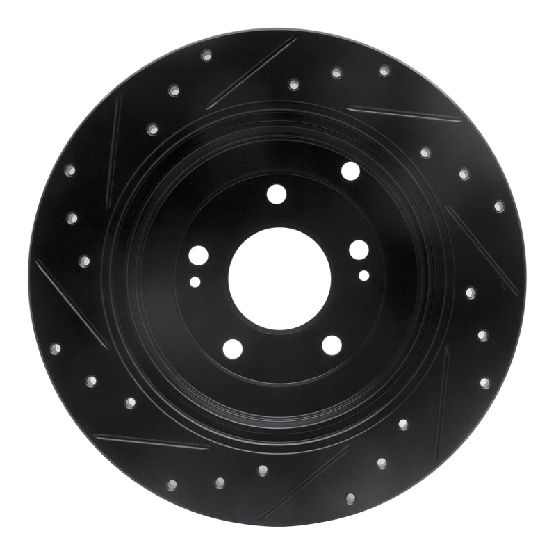 R1 Concepts R1 10-16 Hyundai Genesis Coupe Rear Right Drilled & Slotted Black Brake Rotor