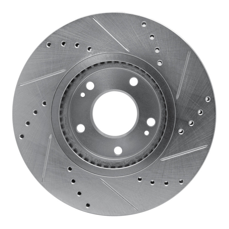 R1 Concepts R1 07-09 Hyundai SANTA FE Front Left Drilled & Slotted Silver Brake Rotor