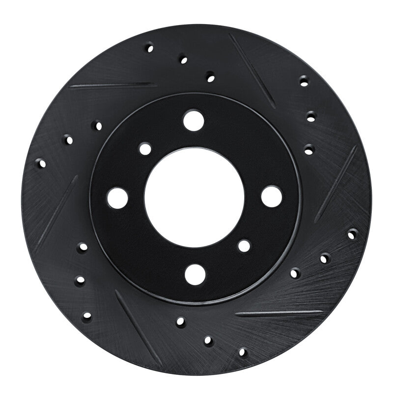 R1 Concepts R1 92-00 Dodge COLT Front Right Drilled & Slotted Black Brake Rotor