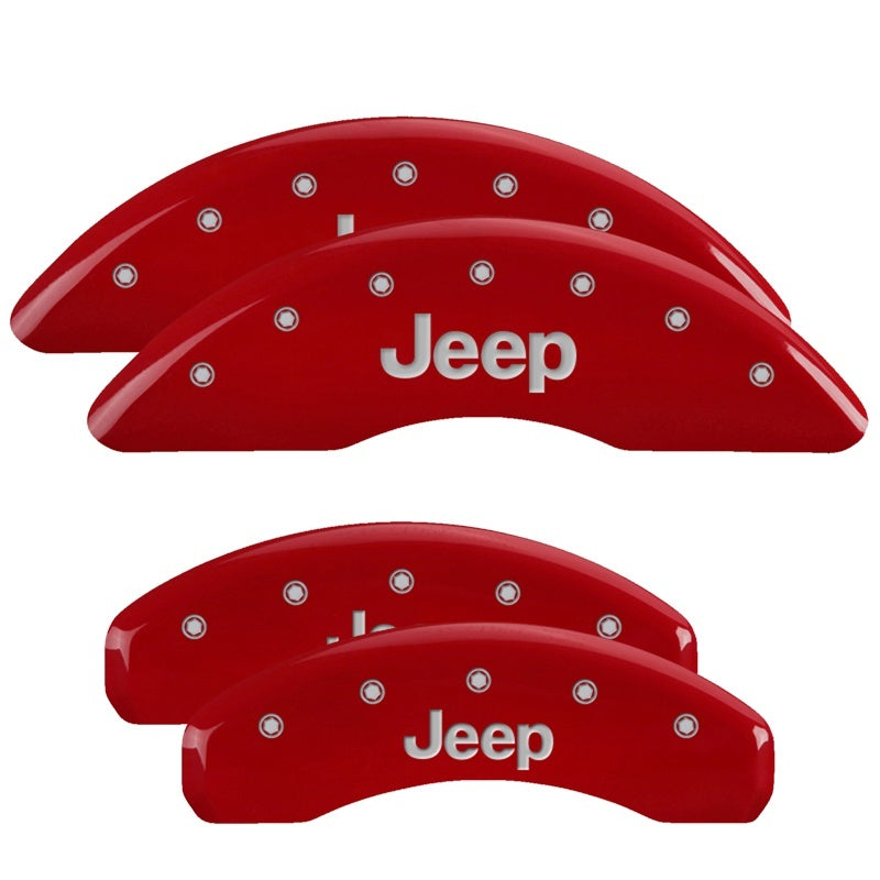 MGP 4 Caliper Covers Engraved Front & Rear 21-25 Grand Cherokee - Red w/ Jeep Logo