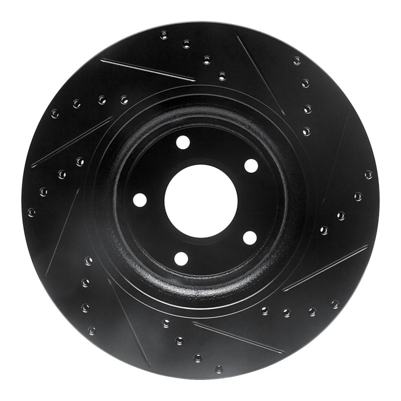R1 Concepts R1 05-06 Pontiac GTO Front Left Drilled & Slotted Black Brake Rotor