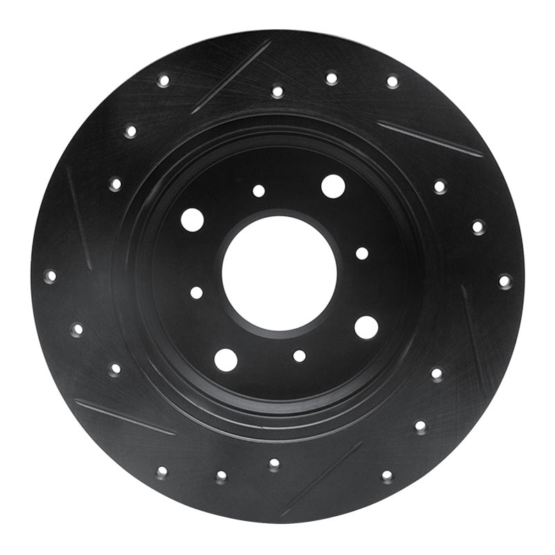 R1 Concepts R1 87-90 Acura Legend Rear Right Drilled & Slotted Black Brake Rotor