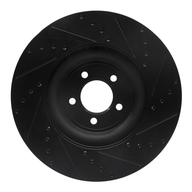 R1 Concepts R1 06-21 Jaguar F-Type Front Left Drilled & Slotted Black Brake Rotor