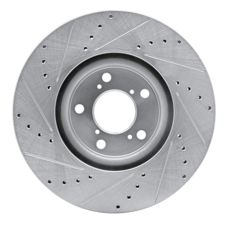 R1 Concepts R1 07-20 Acura ZDX Front Right Drilled & Slotted Silver Brake Rotor