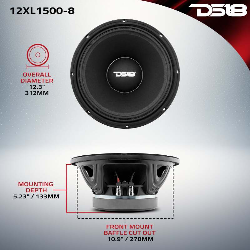 DS18 12in 750 Watts RMS 8 ohm Mid-Range Loudspeakers