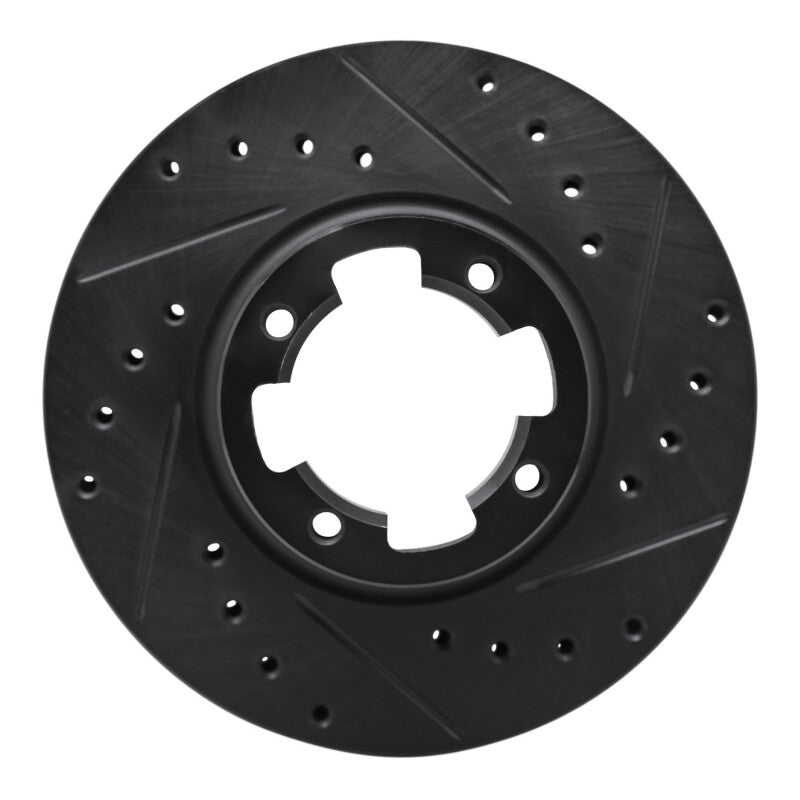 R1 Concepts R1 83-89 Subaru Brat Front Right Drilled & Slotted Black Brake Rotor