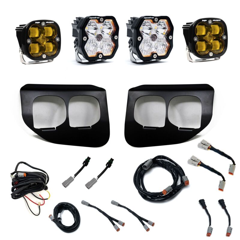 Baja Designs 20-22 Ford SD Squadron 2.0 SAE/Sport Dual Fog Pocket Kit (SAE Fog) - Amber/Clear