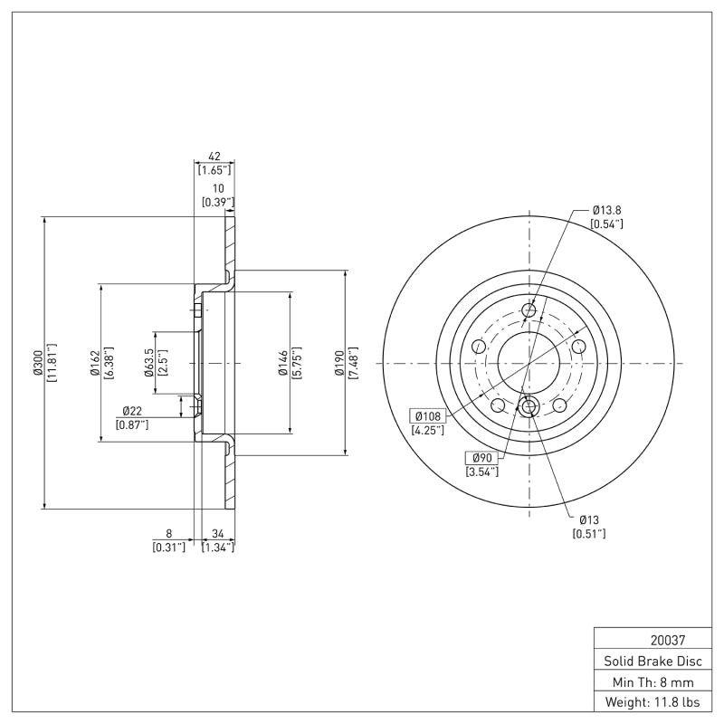 DFC 17-19 Jaguar XE Rear Brake Rotor