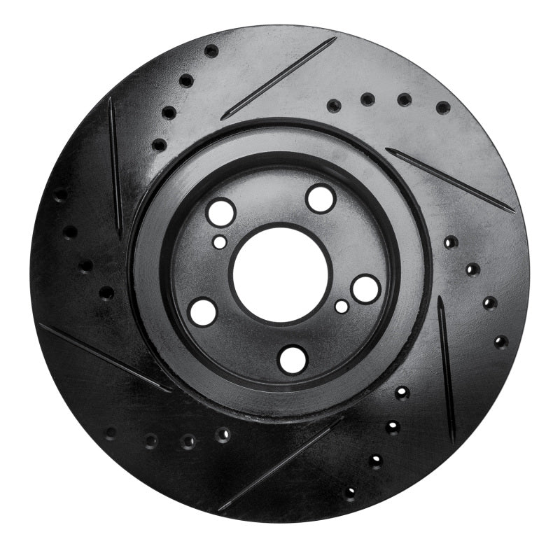 R1 Concepts R1 09-15 Toyota Corolla (Mexico) Front Right Drilled & Slotted Black Brake Rotor