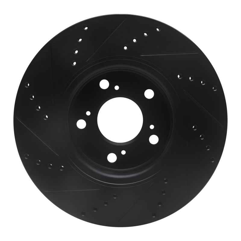 R1 Concepts R1 14-20 Acura RLX Front Right Drilled & Slotted Black Brake Rotor