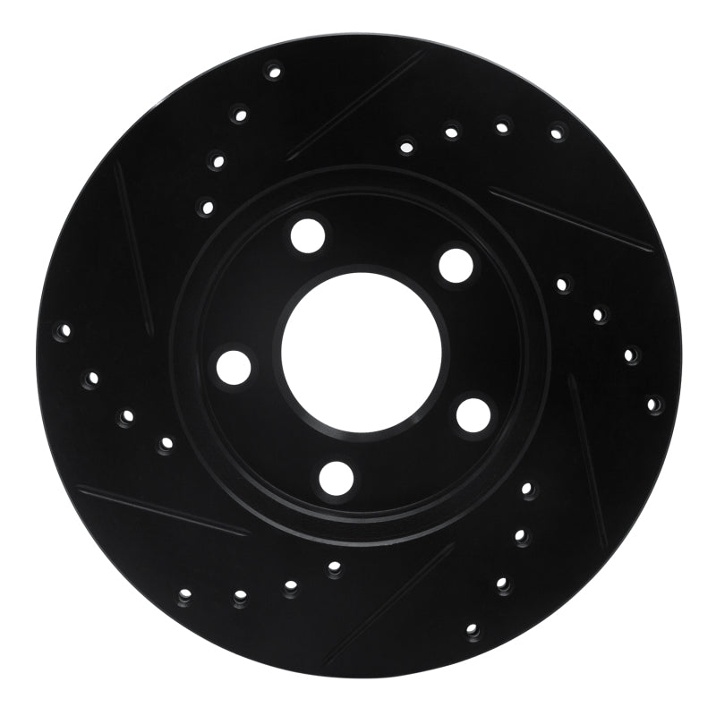 R1 Concepts R1 94-04 Ford Mustang Front Right Drilled & Slotted Black Brake Rotor