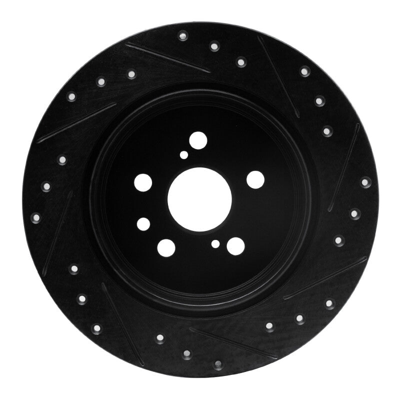 R1 Concepts R1 90-93 Toyota Celica Rear Left Drilled & Slotted Black Brake Rotor