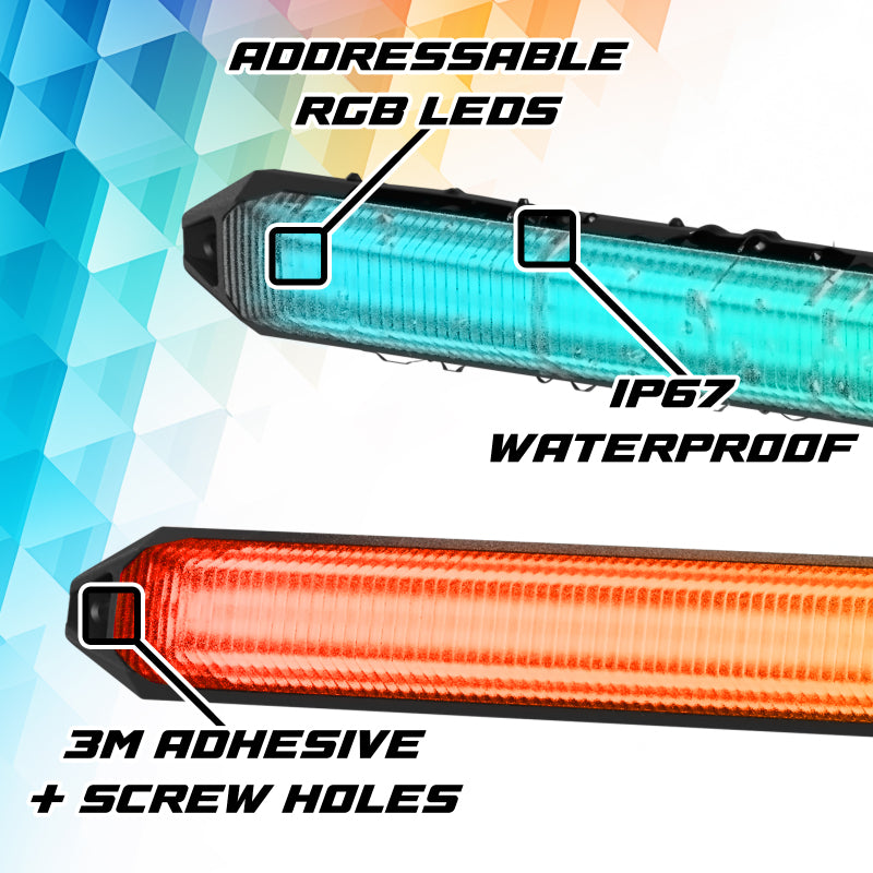 XKGLOW XK Glow 9in XKmax DRL Truck Grill Flexible Light App Cntl Bar 2pc