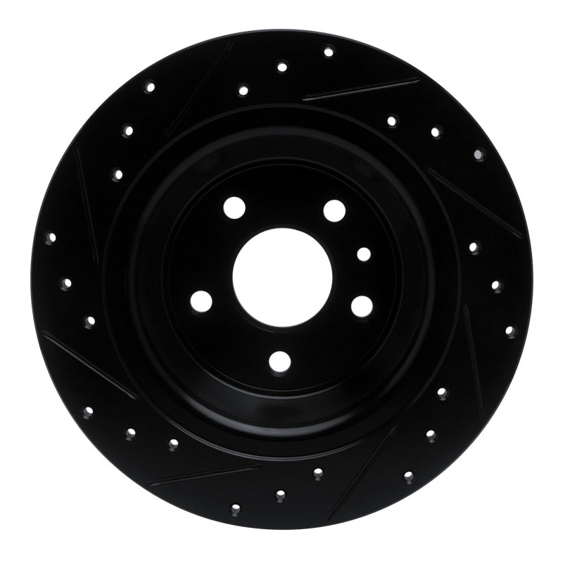 R1 Concepts R1 13-20 Ford Fusion Rear Right Drilled & Slotted Black Brake Rotor