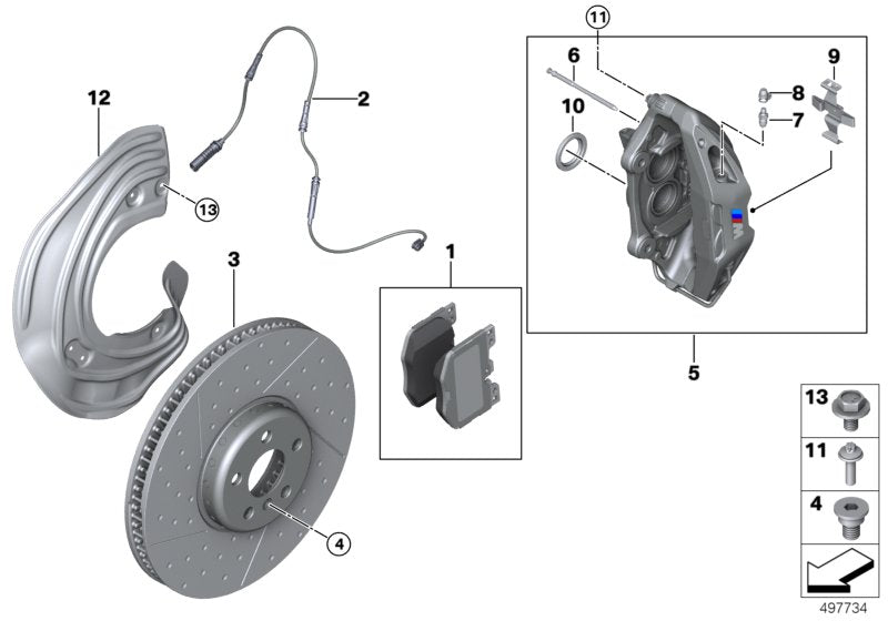 Genuine BMW 34106895647 Brake Disc Ventil.W.Punched Holes Fr.Le. 374X36 M PERF. | ML Performance US Car Parts