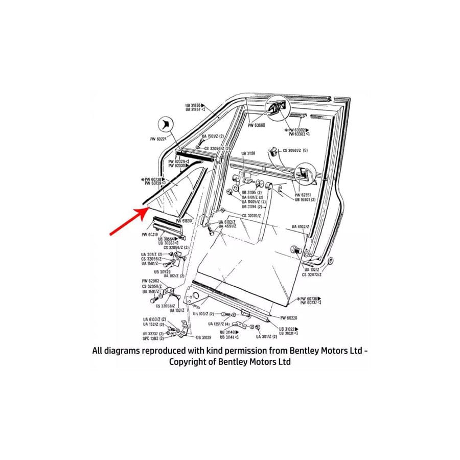 GENUINE Rolls-Royce PW60739 LEFT HAND FRONT QUARTER GLASS (plain)