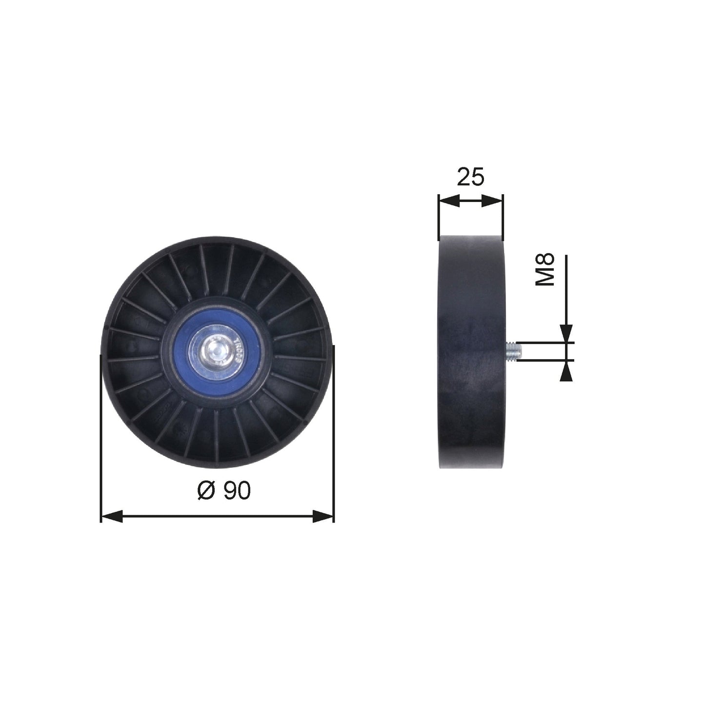 GATES GATT36033 V-Ribbed Belt Deflection/Guide Pulley