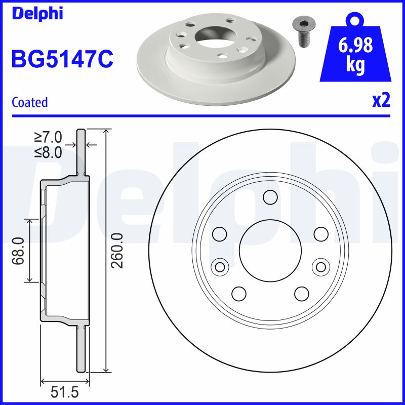 DELPHI BG5147C Brake Disc .