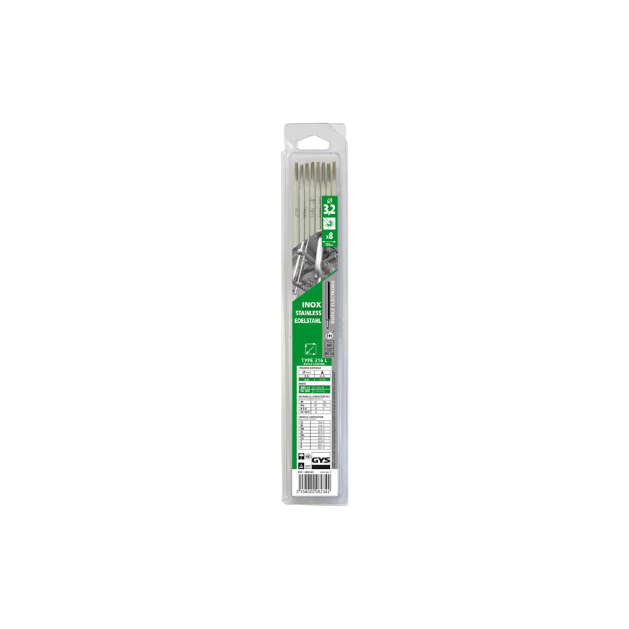 Gys 082342 8 Stainless Steel Electrodes - 316L - Ø3.2 (Blister) Welding Consumables
