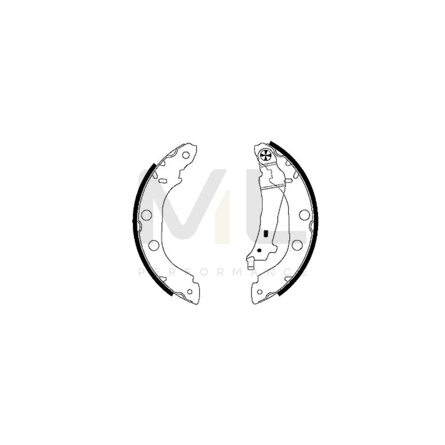 HELLA 8DB 355 001-751 Brake Shoe Set with handbrake lever
