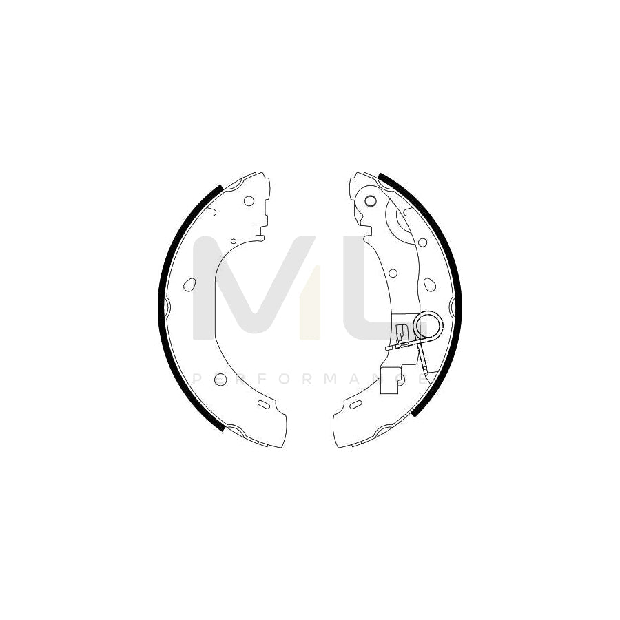HELLA 8DB 355 002-681 Brake Shoe Set with handbrake lever