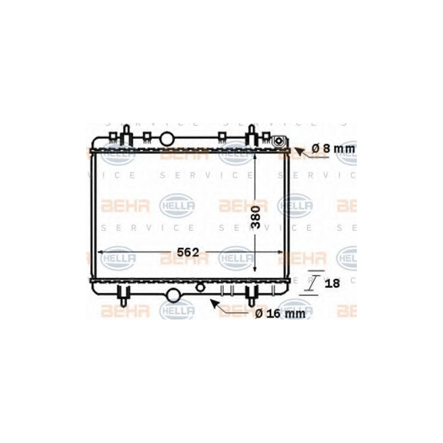 Hella 8MK 376 771-391 Engine Radiator For Peugeot 307
