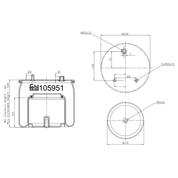 FEBI FE105951 Air Suspension Bellow