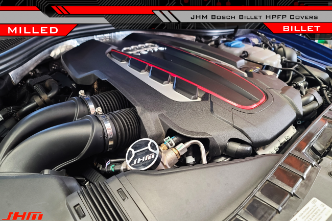 JHM HPFP Fuel Pump Cover - Billet Aluminum for Bosch (JHM) BLACK MILLED for Audi B8-B8.5 RS4-RS5-S4-S5-Q5-SQ5-C6-A6-C7-C7.5 A6-A7-S6-S7-RS7-D4 A8-S8 and 4L Q7 3.0T-4.0T-4.2L