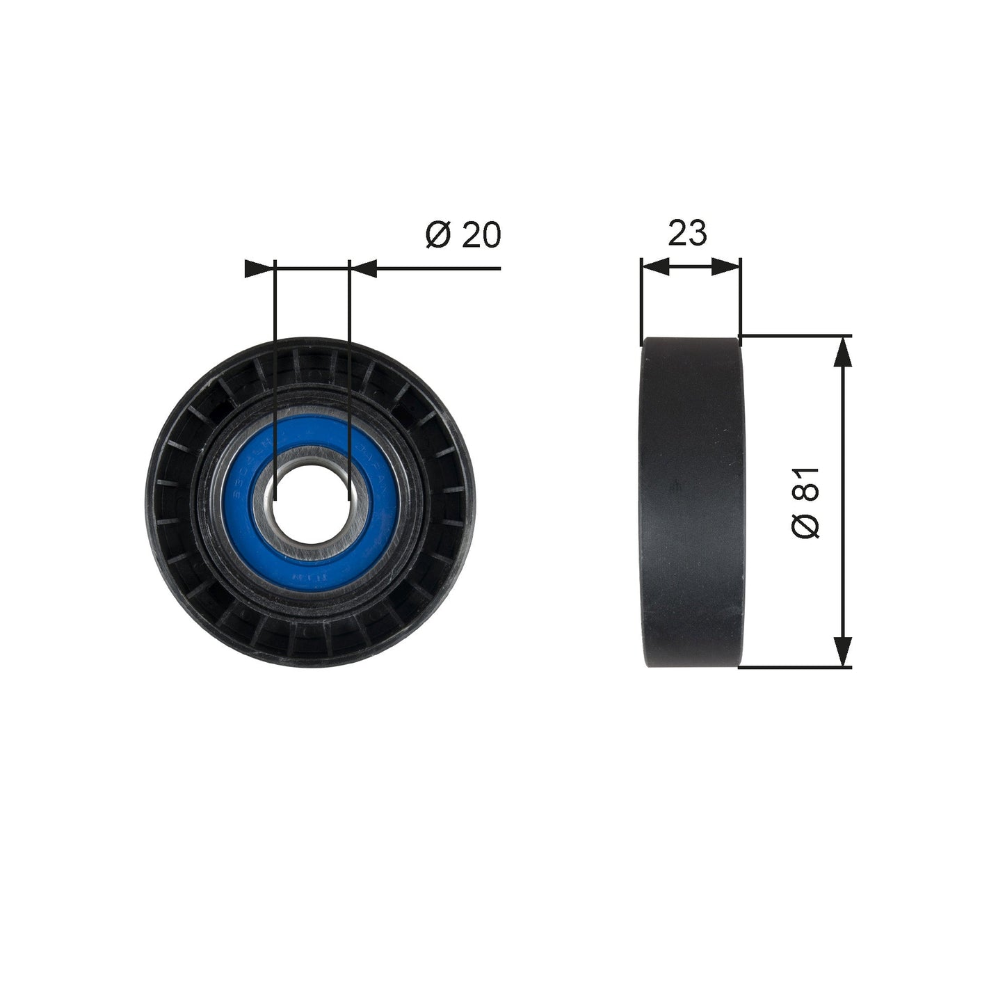 GATES GATT36208 V-Ribbed Belt Deflection/Guide Pulley