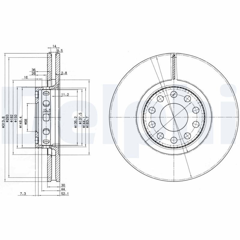 DELPHI BG3033 Brake Disc .