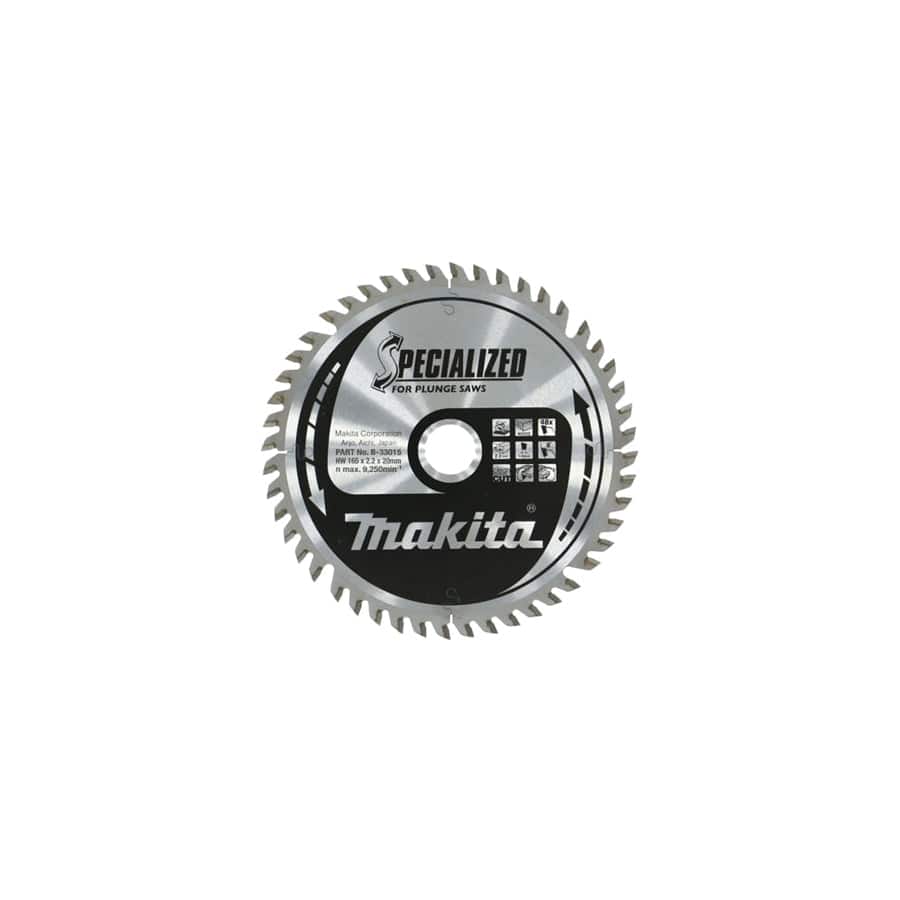 Makita MAKB33015 B-33015 Specialized for Plunge Saws Blade 165 x 20mm x 48T