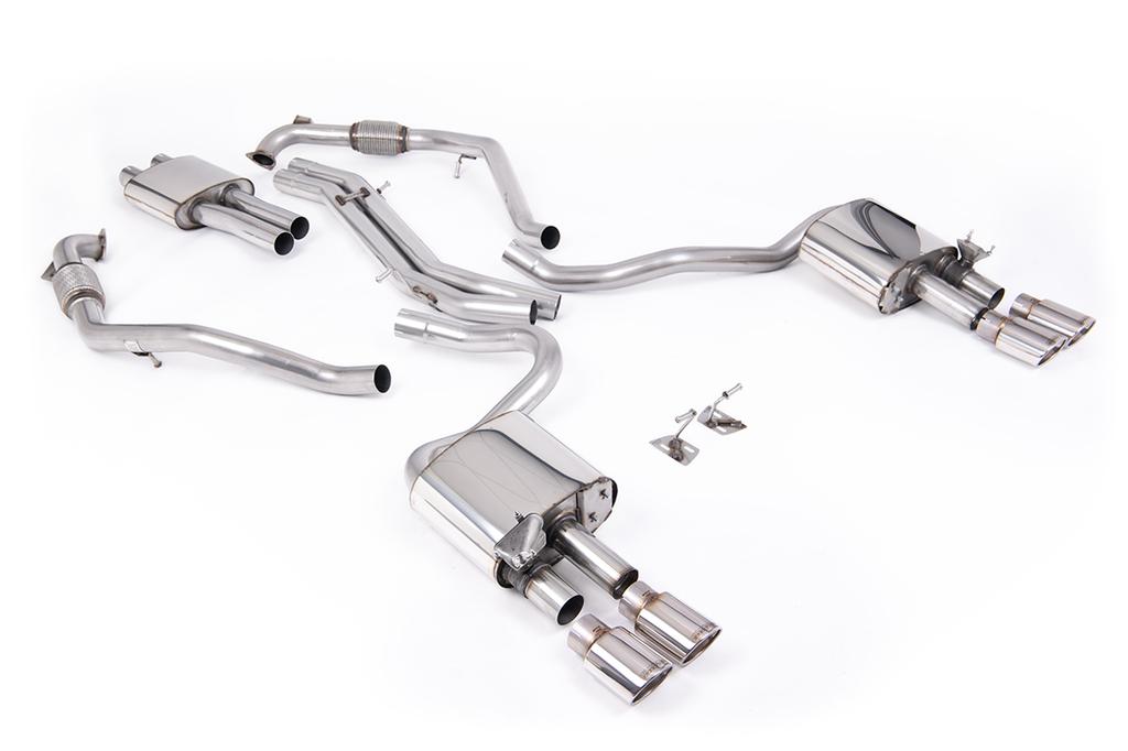 MillTek-SSXAU1125-Cat-back Cat Back Resonated with Quad Polished Oval Trims | ML Performance Car Parts